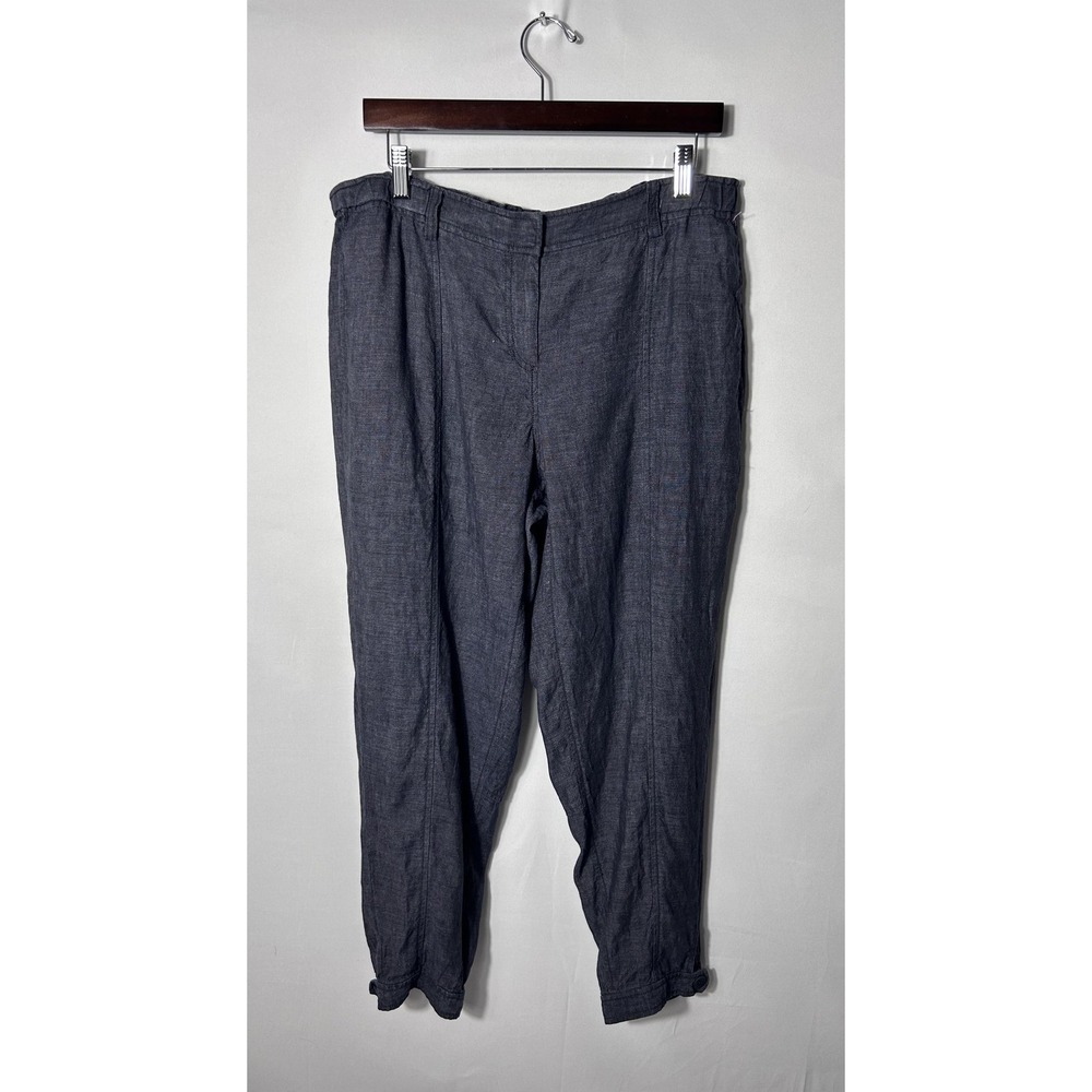 Eileen Fisher Pants Womens M Gray Organic Linen Cropped Tapered Casual